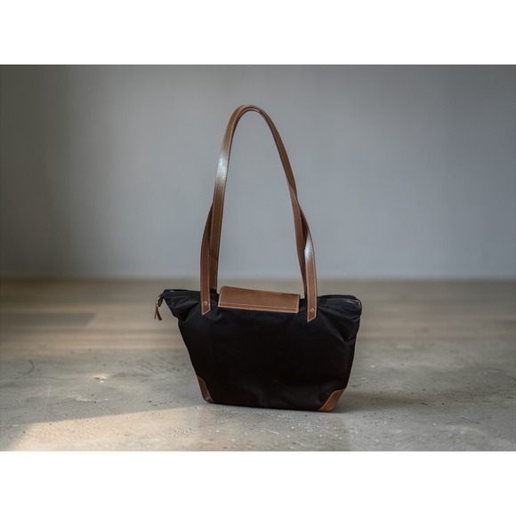 Cutter & Buck Black Nylon Leather Trim Tote Bag Ameriprise Zip Top Work Travel - Picture 5 of 14